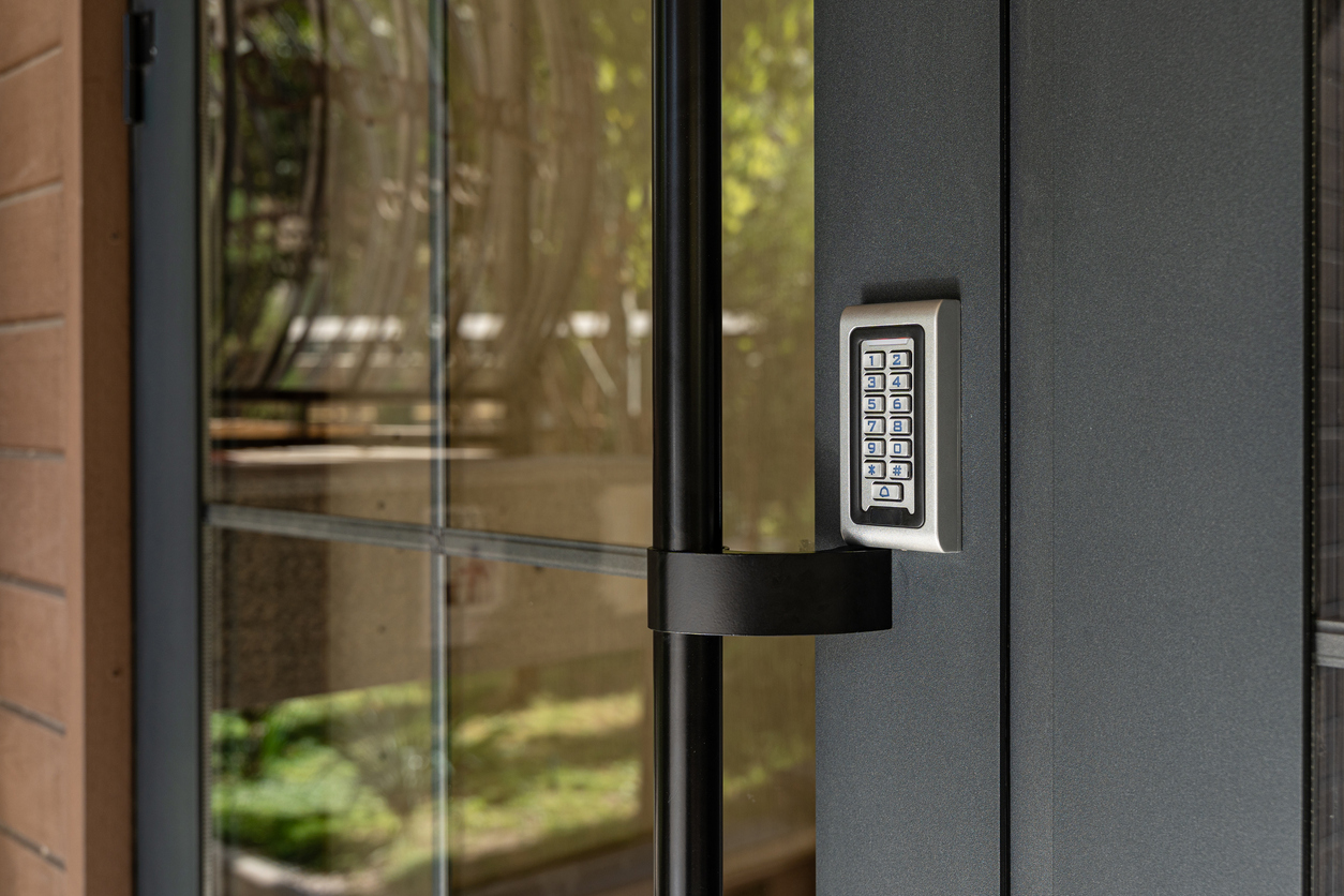 Door with security keypad access