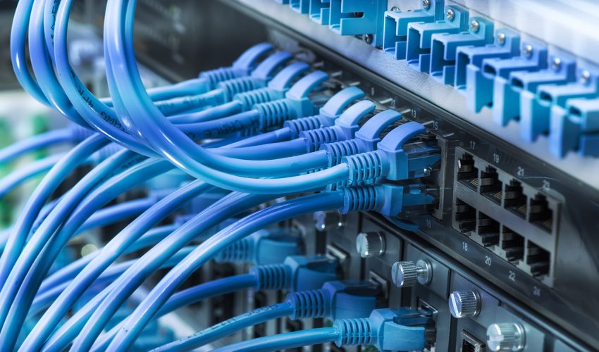 patch network cables connected to switch