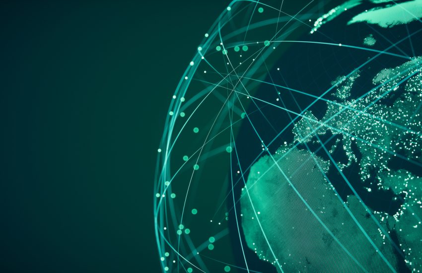 Green digital Globe with connections.
(World Map Courtesy of NASA: https://visibleearth.nasa.gov/view.php?id=55167)