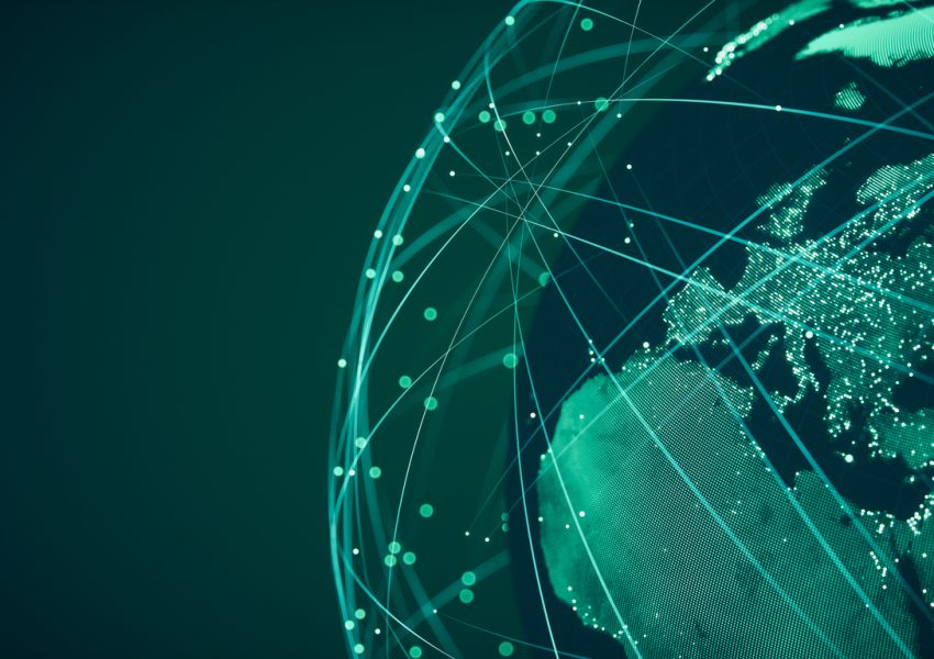 Green digital Globe with connections.
(World Map Courtesy of NASA: https://visibleearth.nasa.gov/view.php?id=55167)